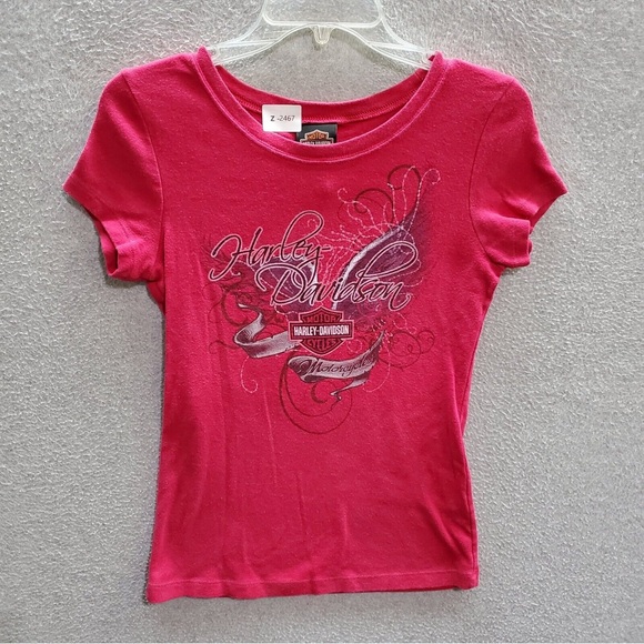 PINK MOTOR HARLEY DAVIDSON SHORT TEE - Picture 1 of 1